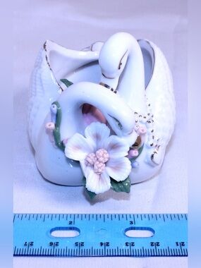 Vintage Porcelain Double Swan Trinket Dish